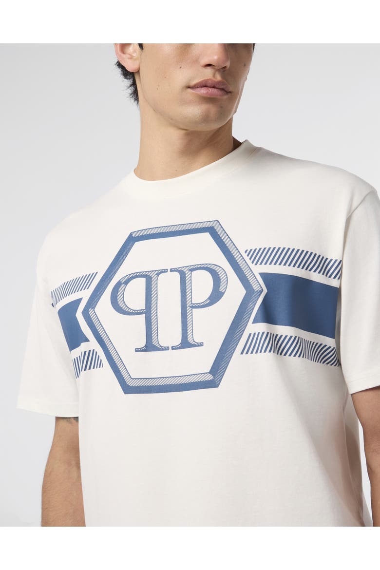 Round Neck T-Shirt Hexagon Line Men, Alternate, color, OffWhite