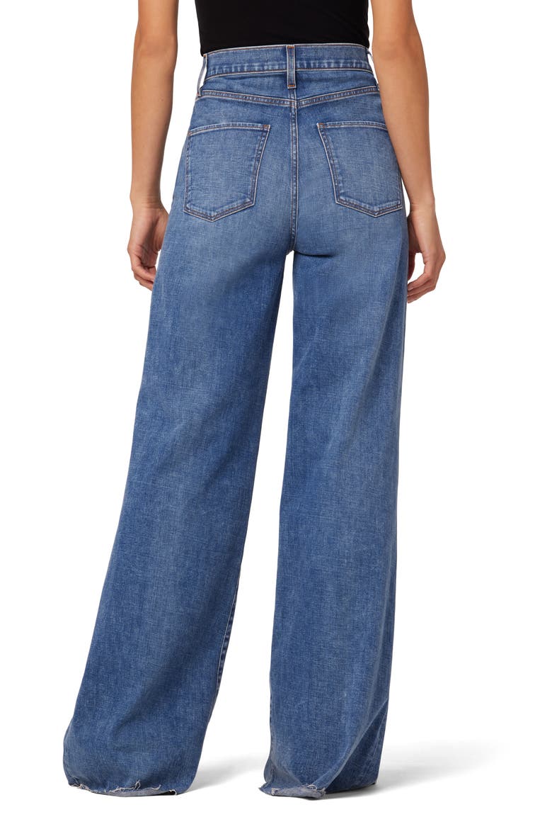 The Goldie High Waist Raw Hem Wide Leg Palazzo Jeans, Alternate, color, WINDWARD