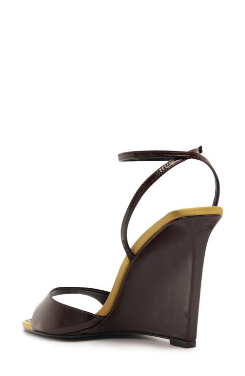 Schutz Elodie Ankle Strap Pointed Toe Wedge Sandal In Brown