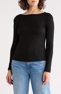 Renee C Long Sleeve Ribbed Top
