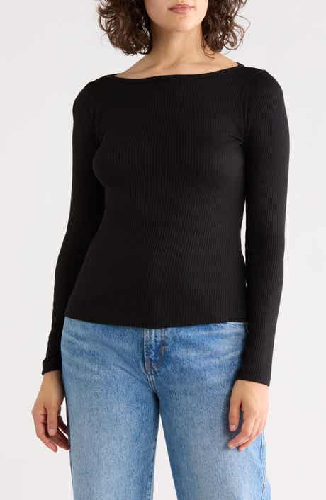 Renee C Long Sleeve Ribbed Top
