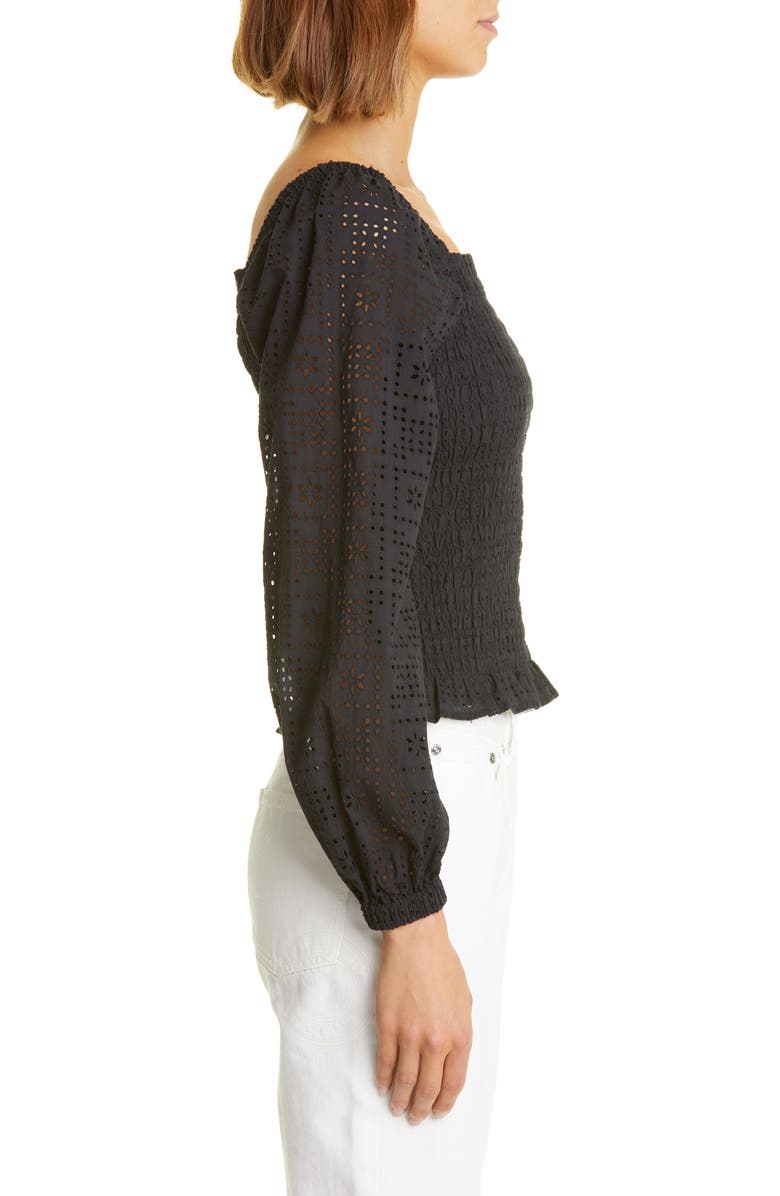 Nordstrom Signature Smocked Eyelet Top, Alternate, color, 