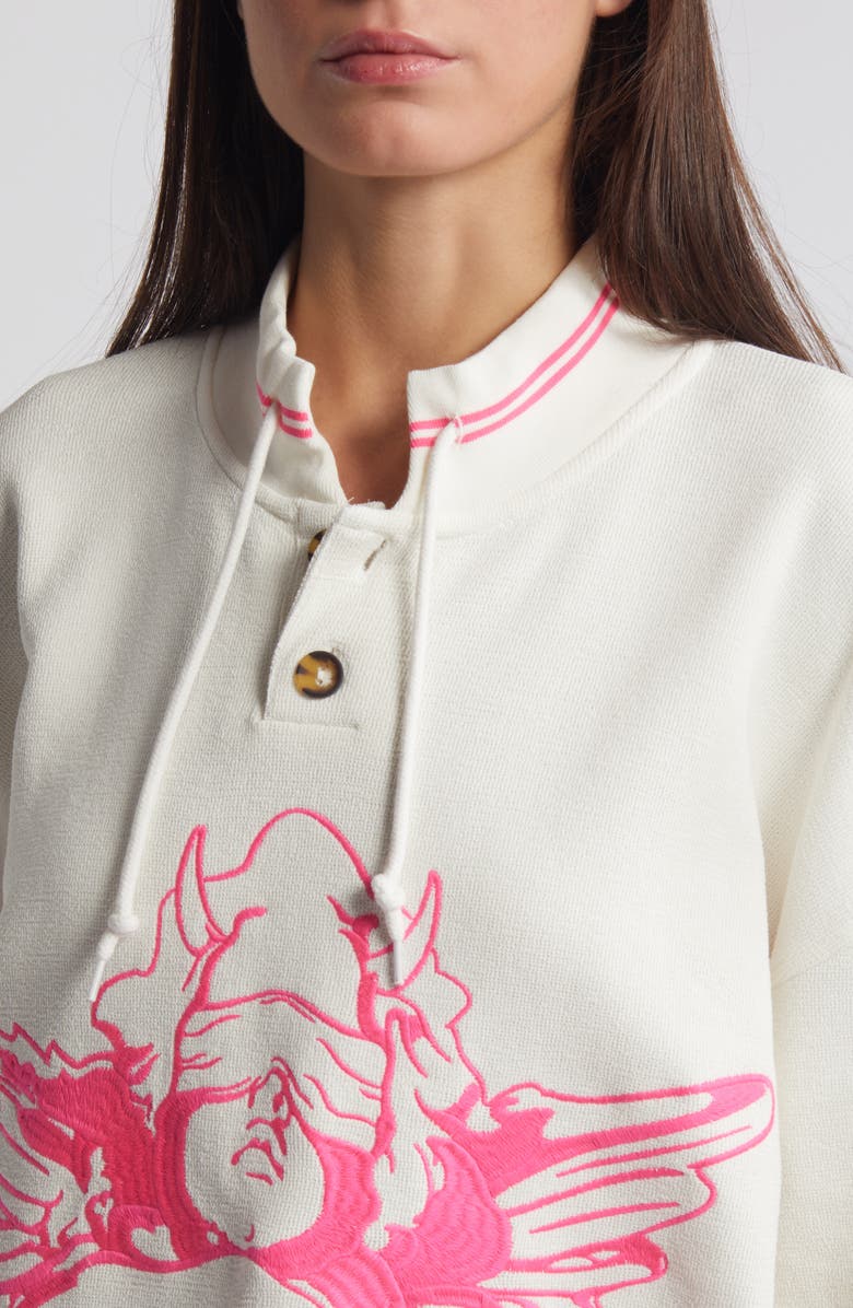 BOYS LIE Cherub University Cotton Henley Graphic Sweatshirt, Alternate, color,