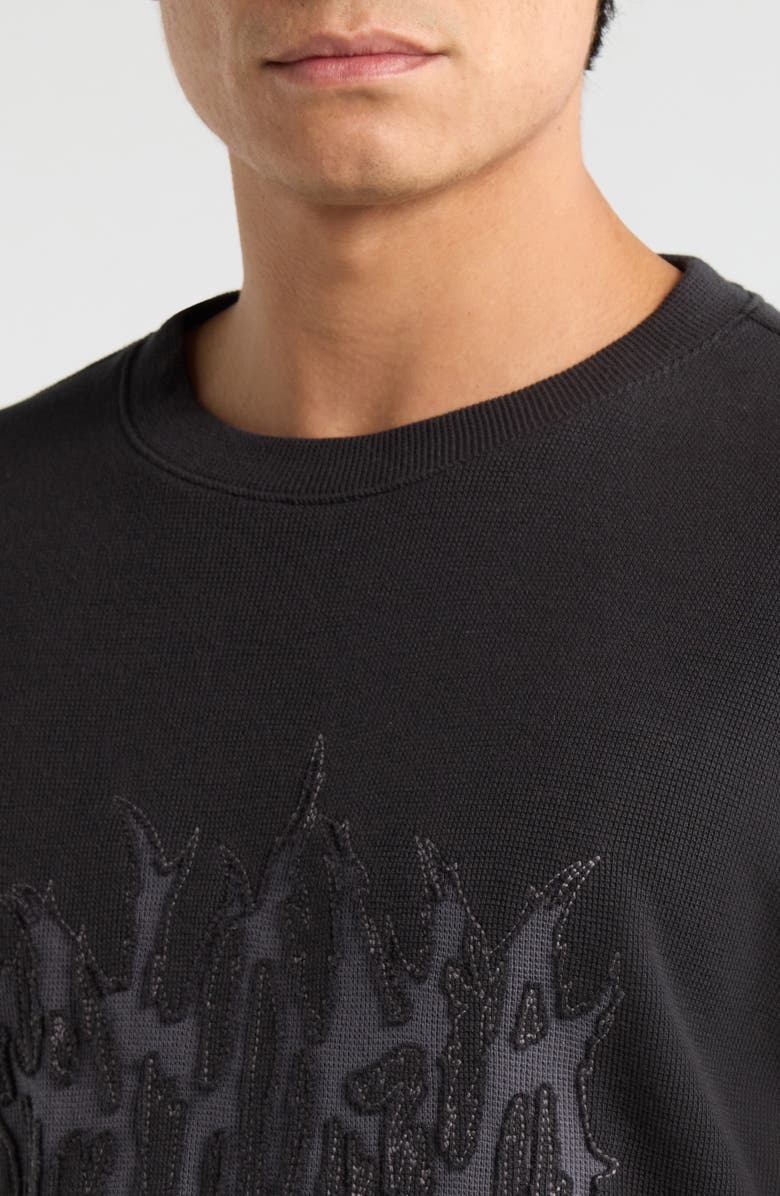 PacSun Euphoria Micro Waffle Knit T-Shirt, Alternate, color, Black