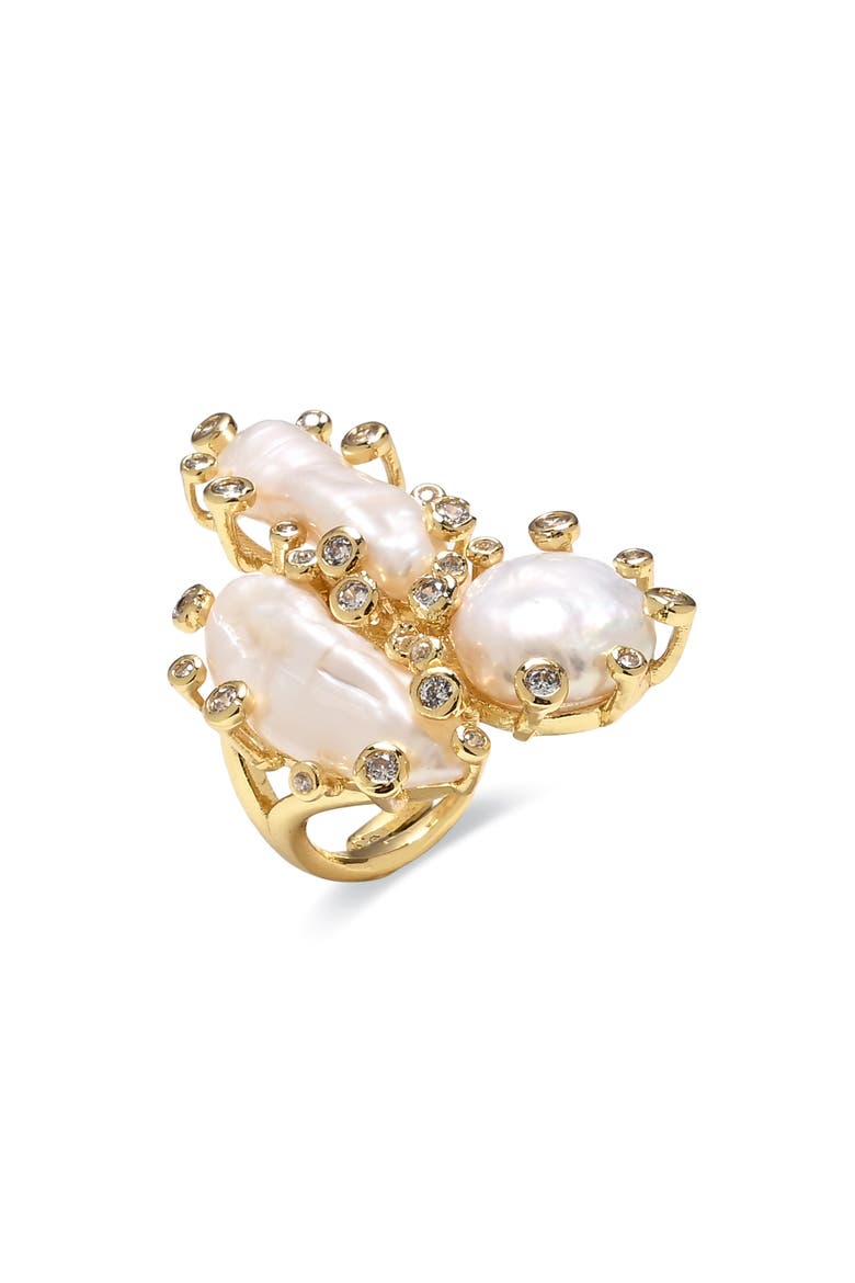 Luciene Freshwater Pearl Cluster Ring, Main, color, GOLD