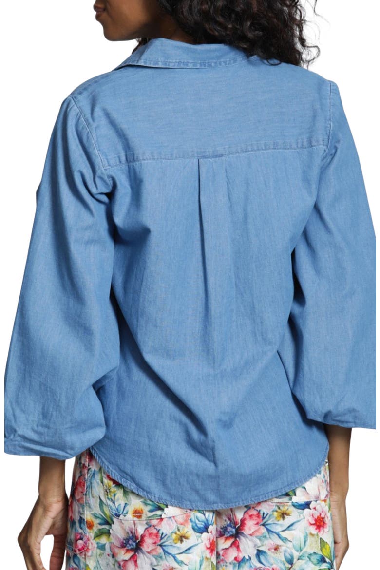 Cotton Chambray Button-Up Shirt, Alternate, color, INDIGO