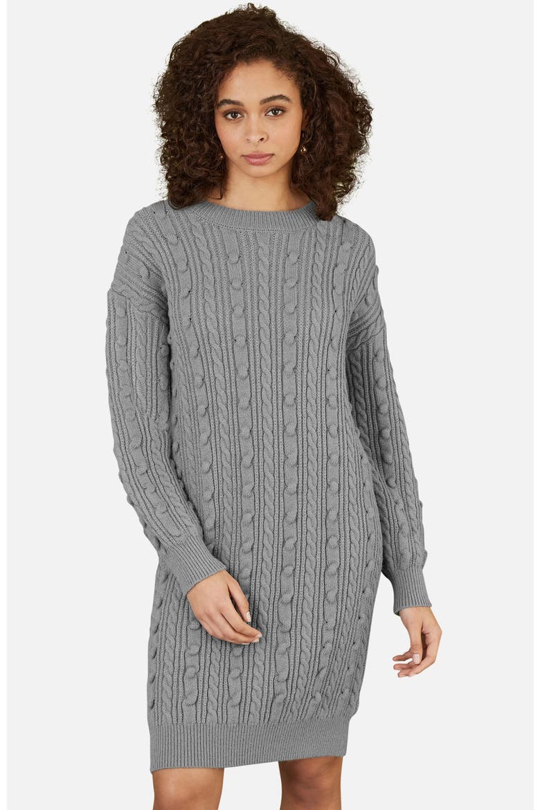 Cable Knit Tunic Dress, Alternate, color, Grey
