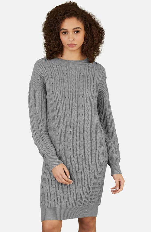 Yumi Cable Knit Tunic Dress In Gray