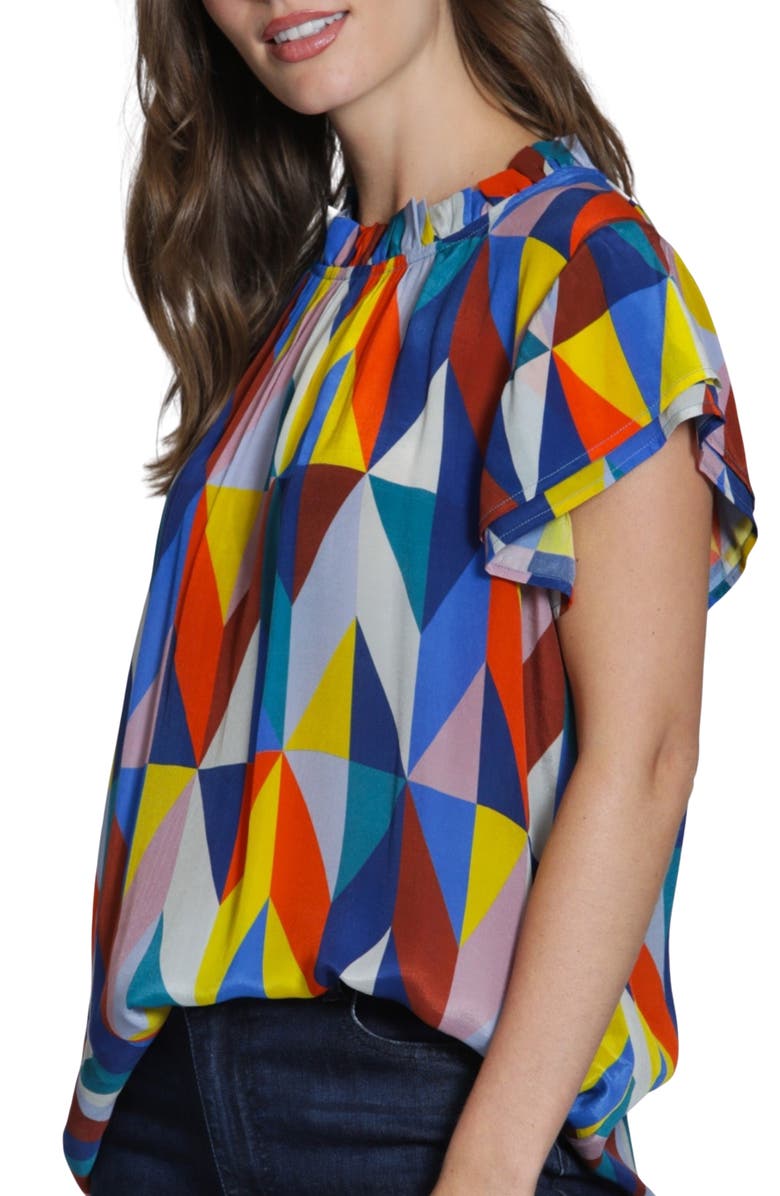 APNY Allover Print Flutter Sleeve Shirt, Alternate, color, Blue Multi