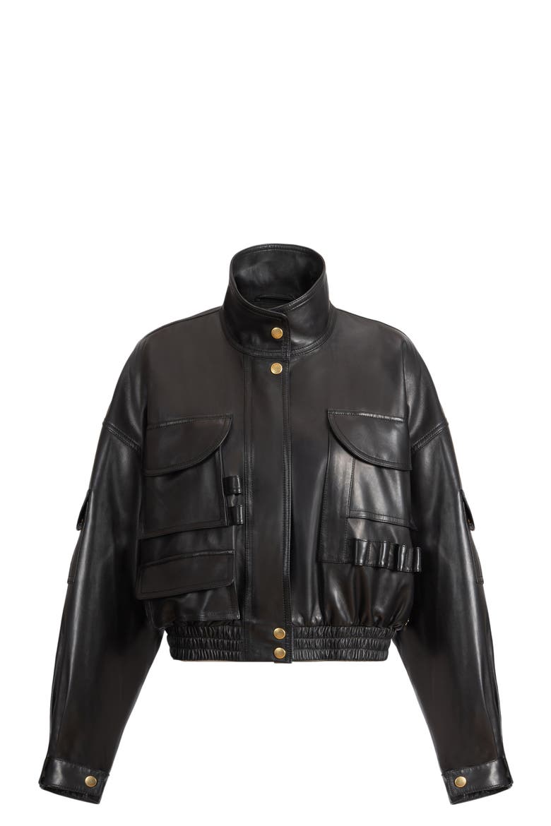 Lambskin bomber jacket, Alternate, color, black