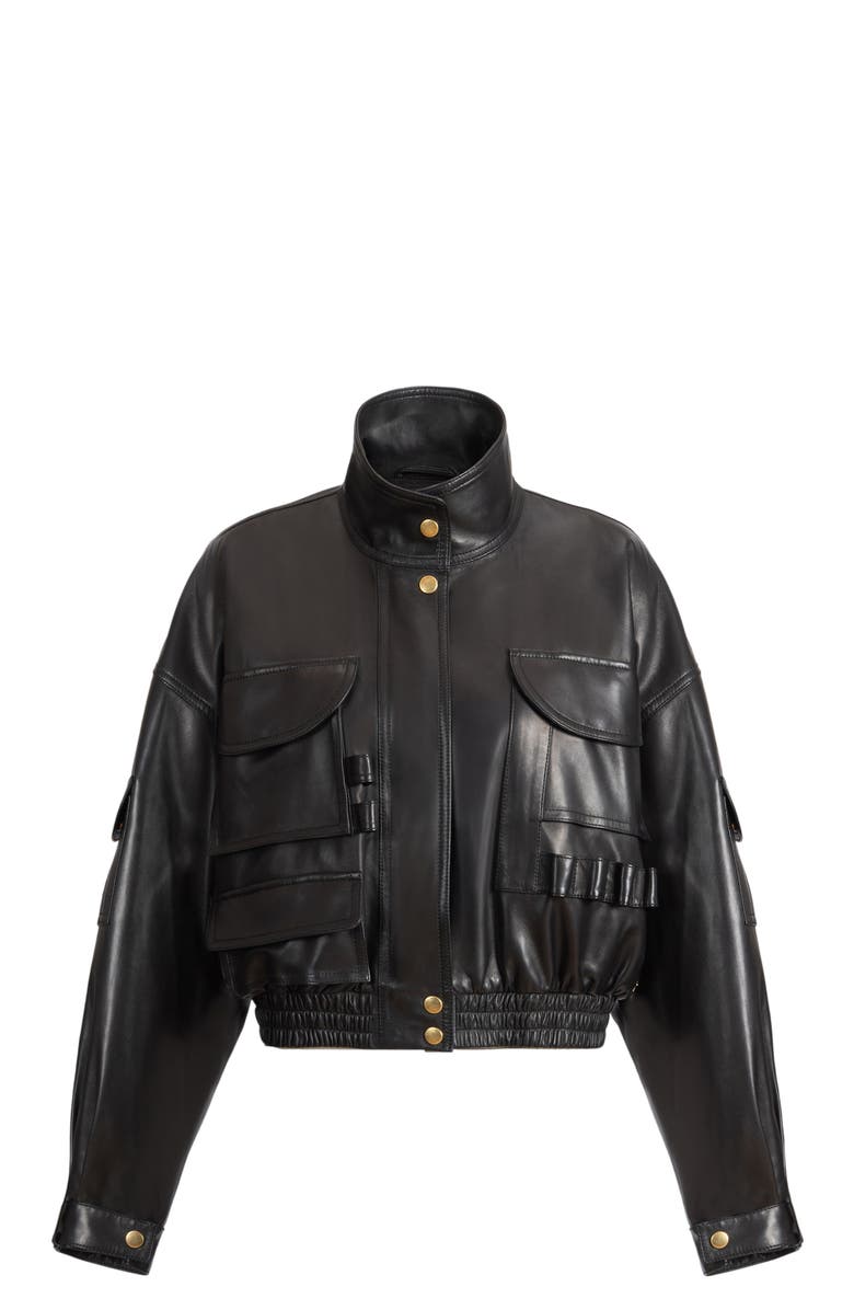 Balmain Lambskin bomber jacket, Alternate, color, Black