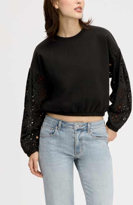 Eyelet Mixed Media Sweatshirt