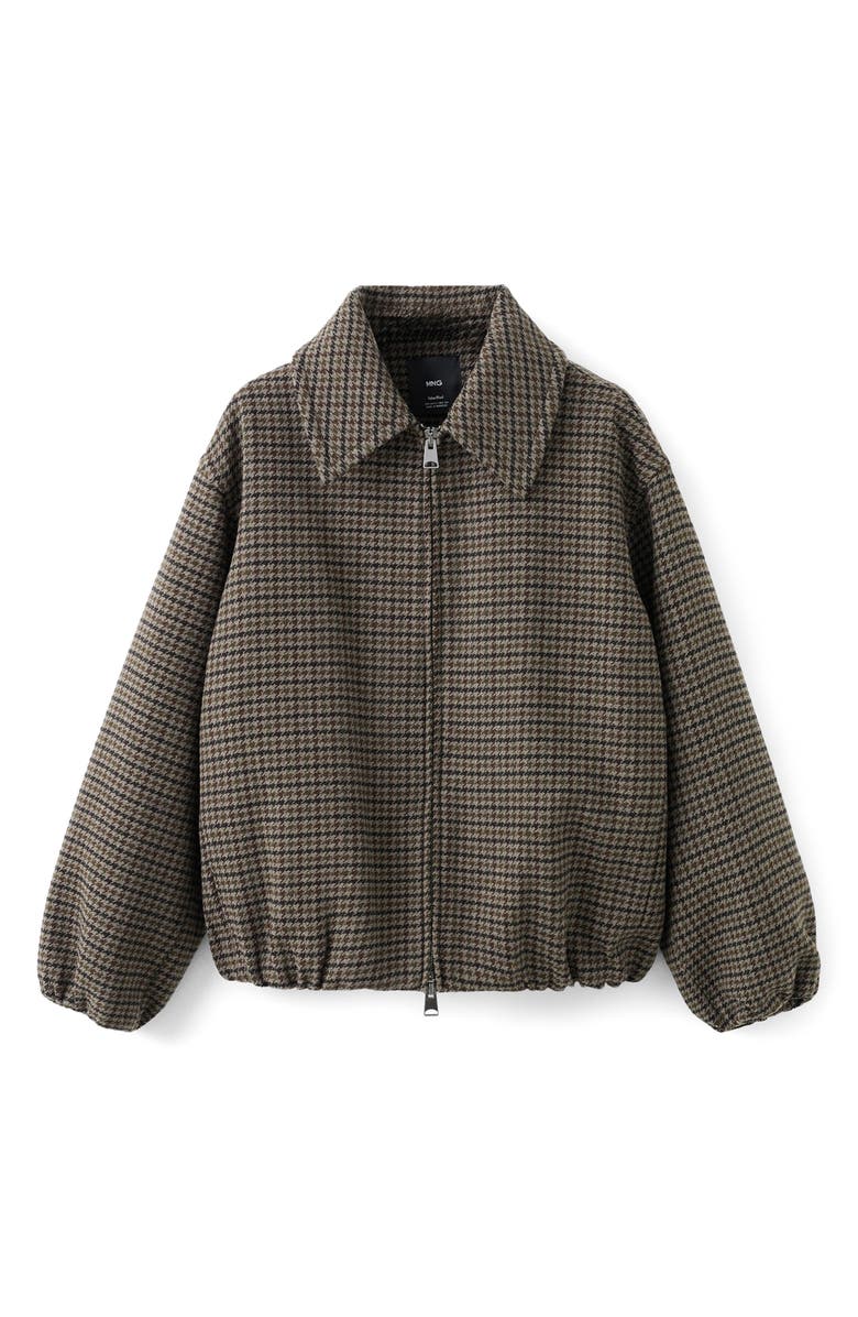 MANGO Houndstooth Check Wool Blend Jacket, Alternate, color,