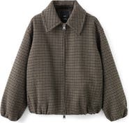 MANGO Houndstooth Check Wool Blend Jacket
