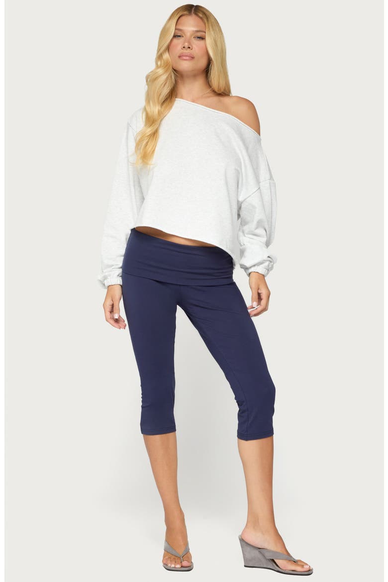 Rocio Foldover Capri Pants, Alternate, color, NAVY