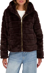 Sebby Hooded Faux Fur Jacket