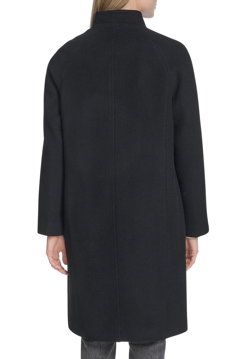 Asymmetric Wool Blend Coat, Alternate, color, BLACK
