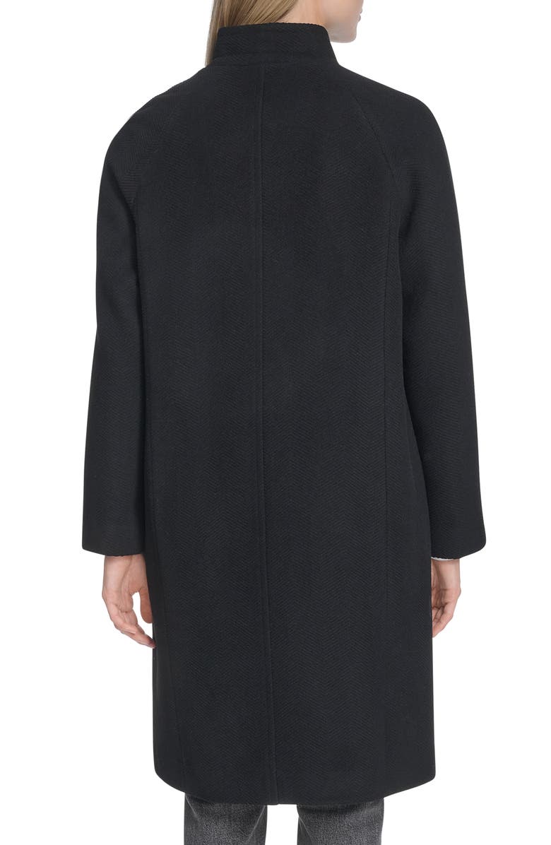 Cole Haan Asymmetric Wool Blend Coat, Alternate, color, Black