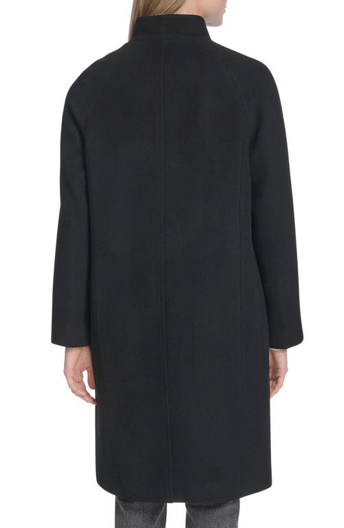 Cole Haan Asymmetric Wool Blend Coat In Black