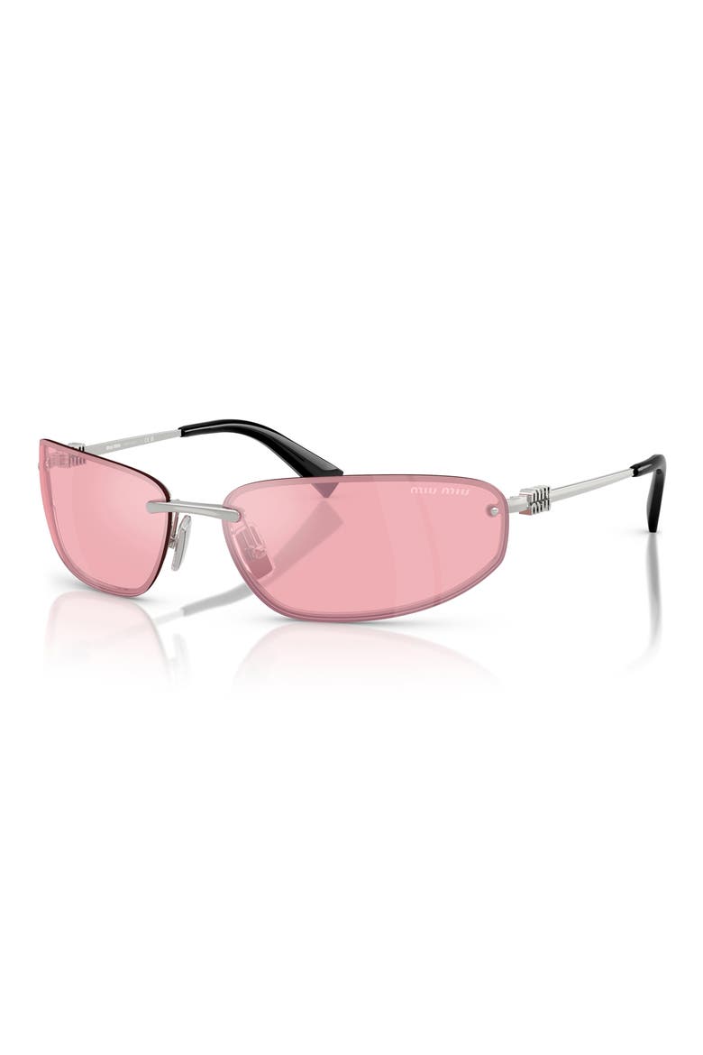 69mm Oversize Oval Sunglasses, Alternate, color, PINK