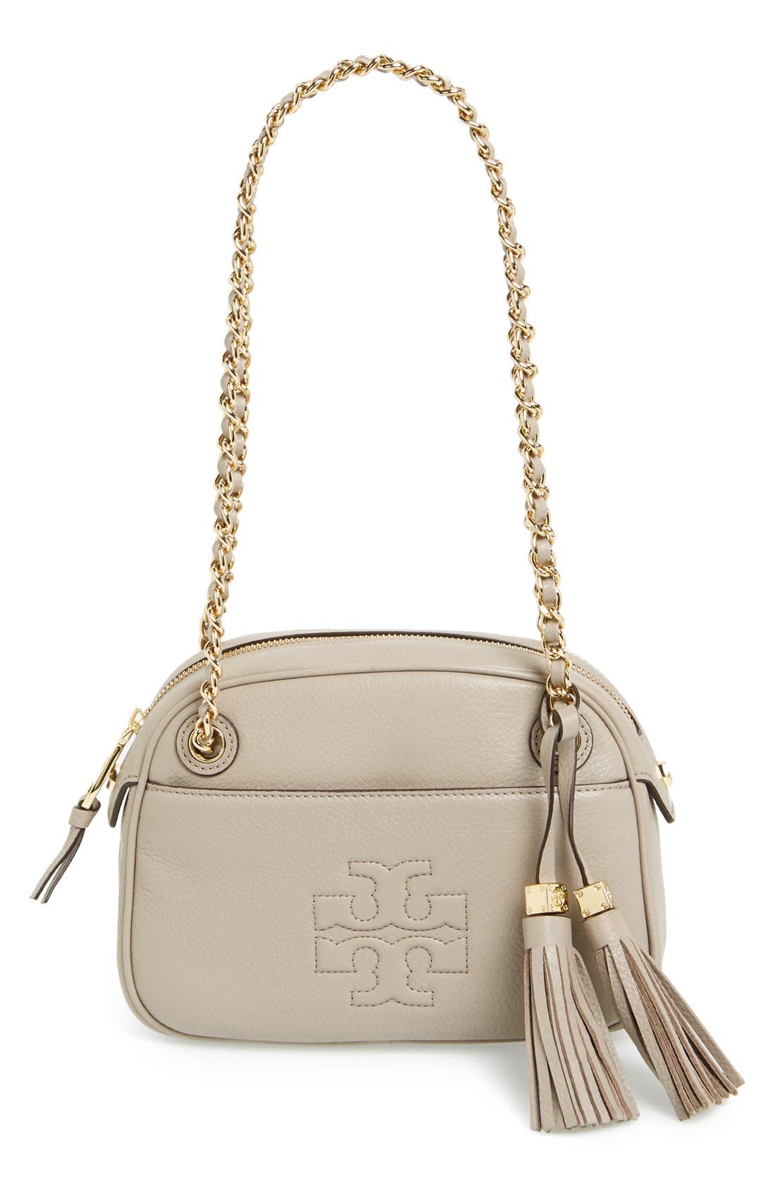 'Thea' Leather Crossbody Bag, Main, color, DUST STORM