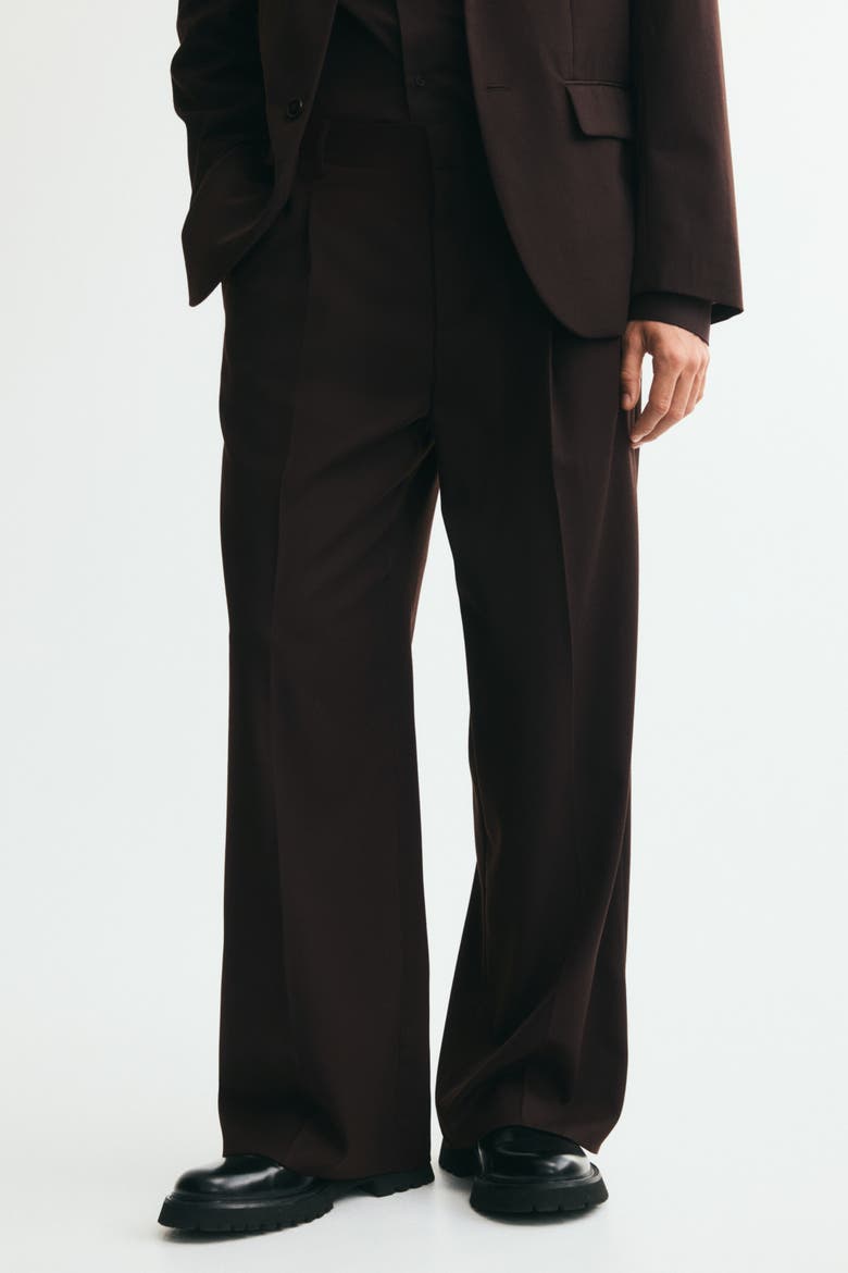 Loose-fit Wool-blend Suit Pants, Alternate, color, Dark brown