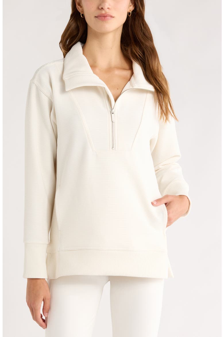 Kickback Ottoman Half Zip Tunic, Main, color, IVORY EGRET