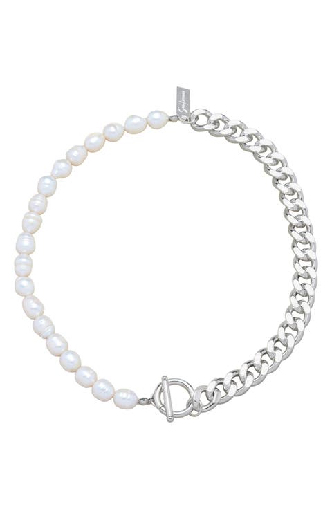 Freshwater Pearl & Curb Chain Necklace