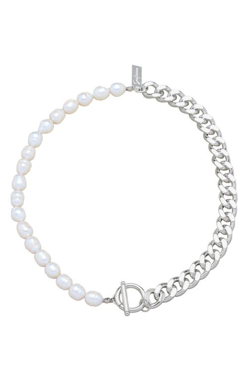 St. Moran Freshwater Pearl & Curb Chain Necklace In White/silver