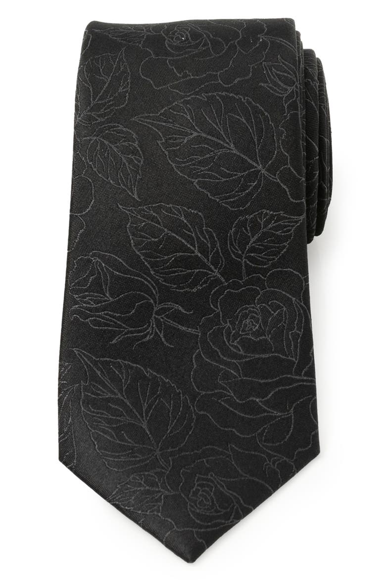 Floral Silk Tie, Main, color, BLACK