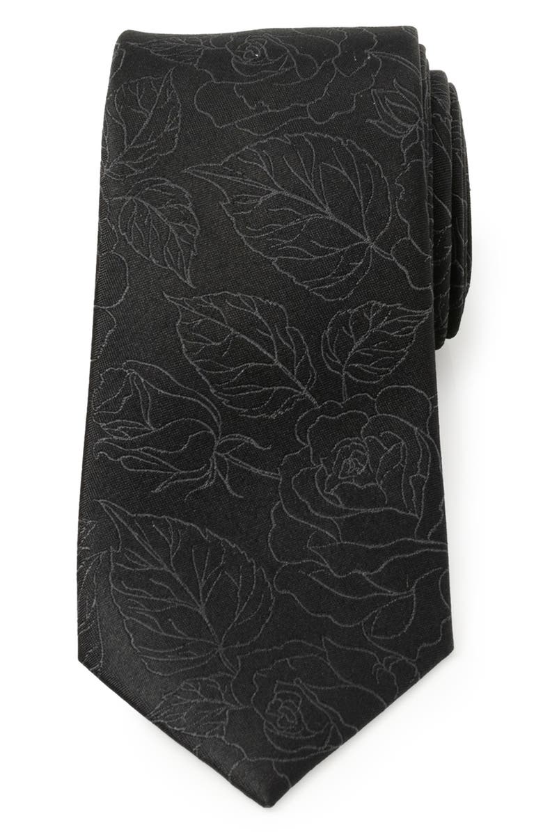 Cufflinks, Inc. Floral Silk Tie, Main, color, Black