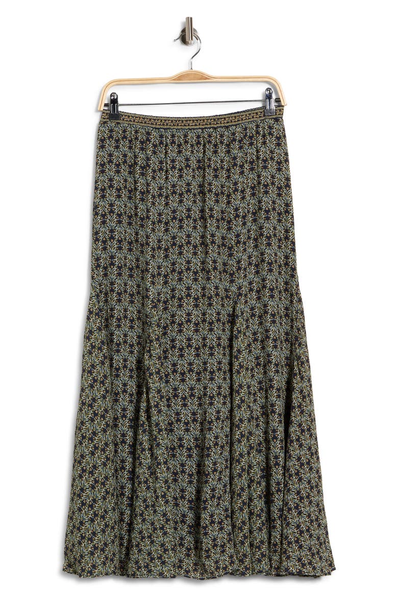 Floral Georgette Godet Maxi Skirt, Main, color, NAVY NOUVEAU MINI LILIES