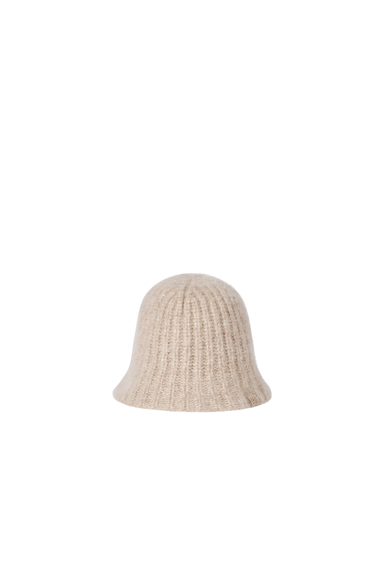 Cashmere Diamond yarn rib knit bucket hat, Alternate, color, Ecru
