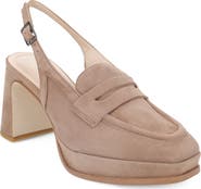 Pelle Moda Lora Loafer Slingback Platform Pump