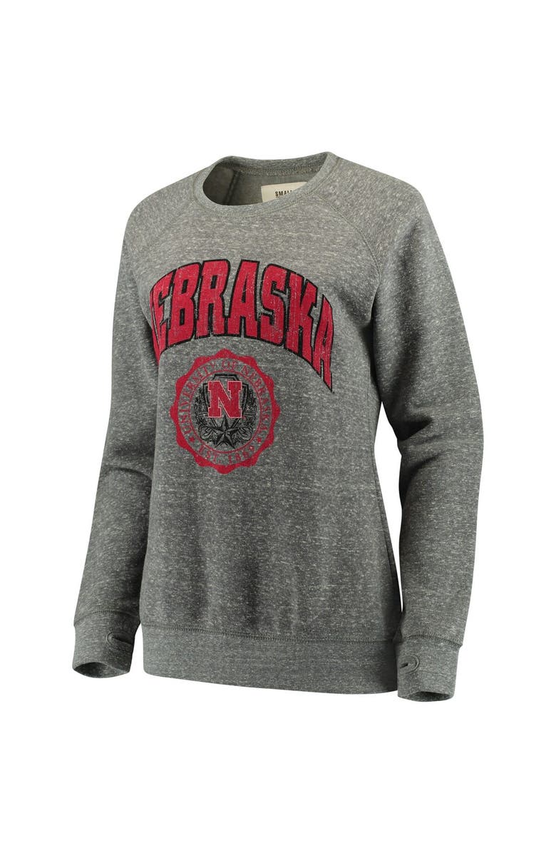 PRESSBOX Women's Pressbox Heathered Gray Nebraska Huskers Edith Vintage Knobi Pullover Sweatshirt, Alternate, color,