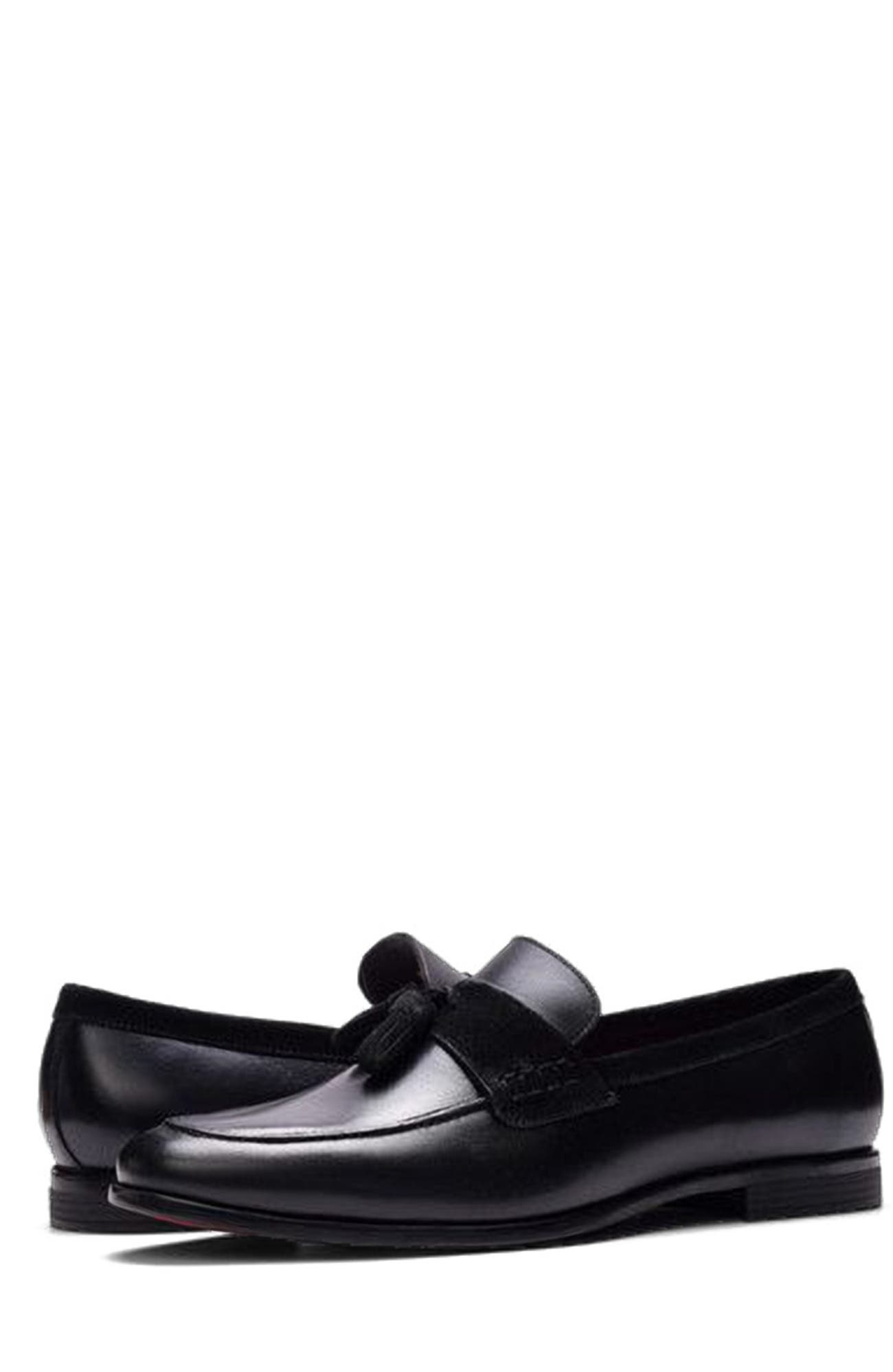 CARLOS SANTANA Laurent Tassel Loafer, Alternate, color, Black Leather