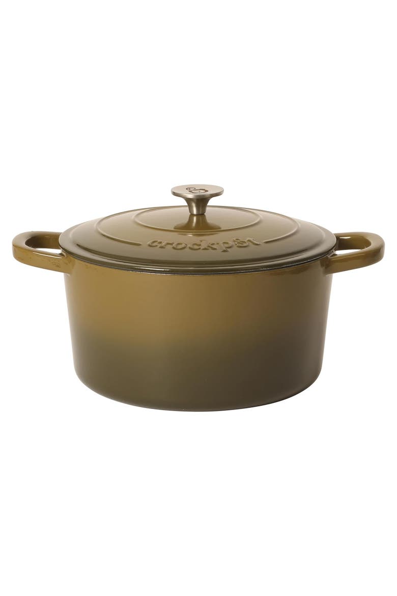 7 Quart Enameled Cast Iron Dutch Oven with Lid in Sage, Main, color, Green