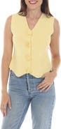 RAIN AND ROSE Rosette Button Front Knit Vest