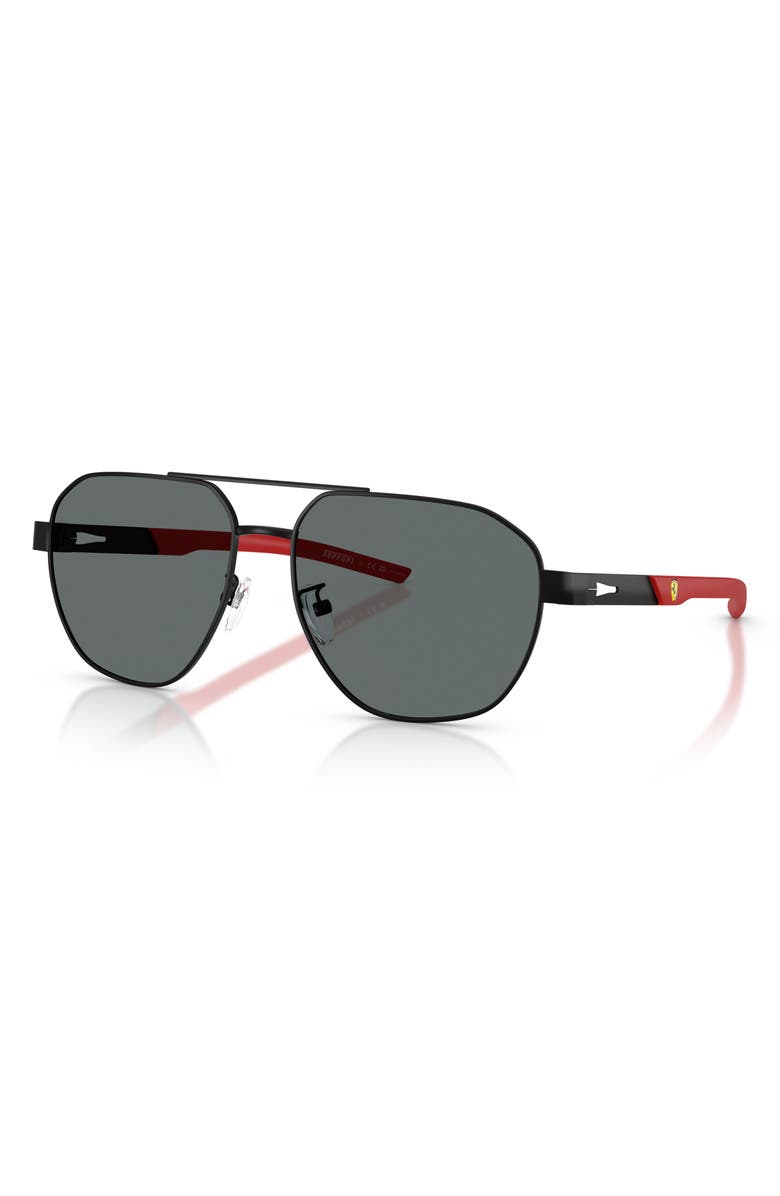 Scuderia Ferrari 59mm Polarized Aviator Sunglasses, Alternate, color, Matte Black