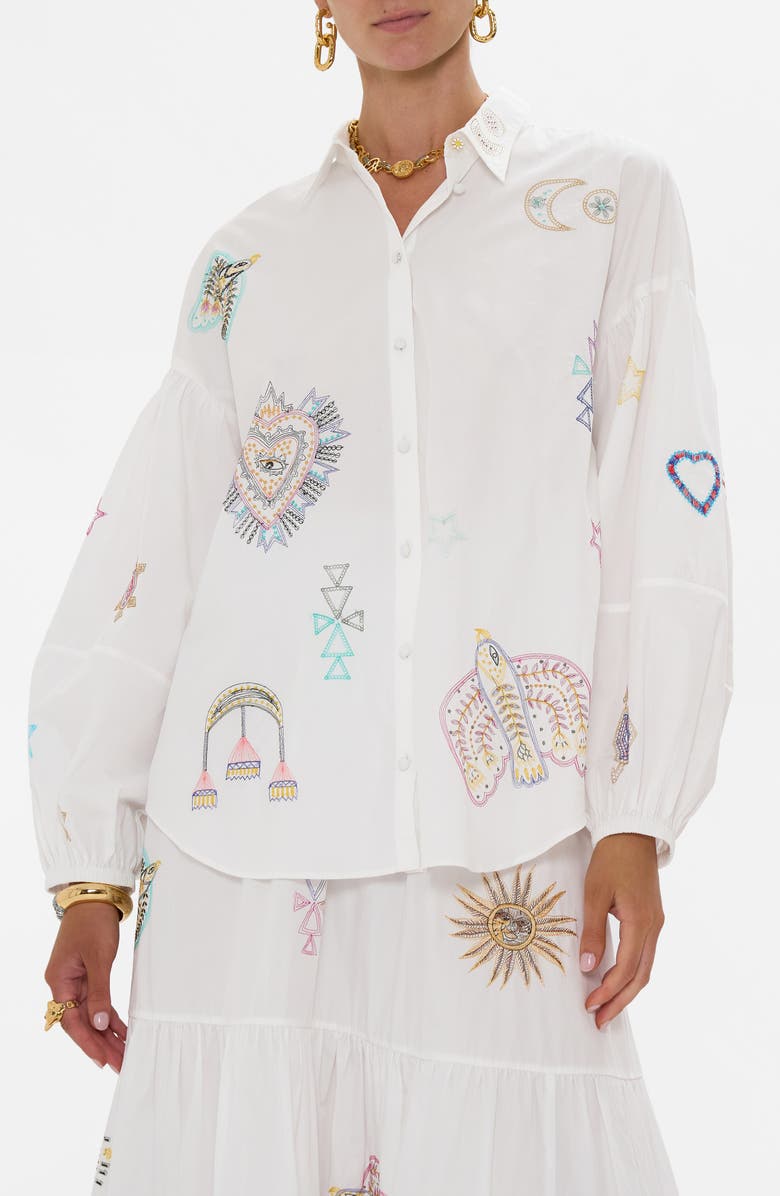 Camilla Embroidered Balloon Sleeve Shirt, Main, color, 