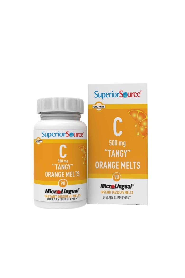 Vitamin C Tangy Orange Melts Sublingual Dissolving Tablets, Main, color, Orange