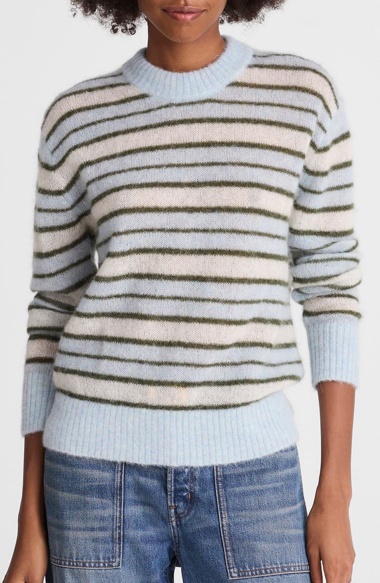 Madewell Oversize Pullover Sweater, Main, color, Aqua Multi Stripe