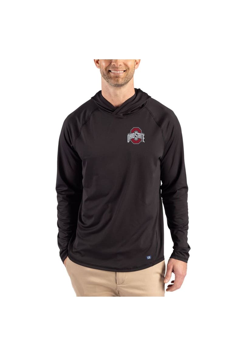 Men's Cutter & Buck Black Ohio State Buckeyes Prospect Recycled Featherlight Stretch Hoodie, Main, color, Black