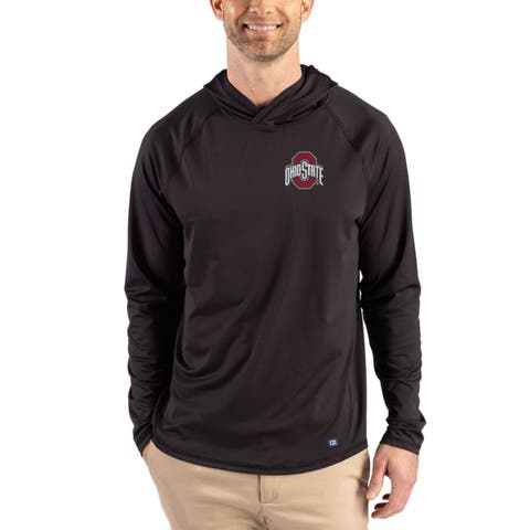 Men's Cutter & Buck Black Ohio State Buckeyes Prospect Recycled Featherlight Stretch Hoodie
