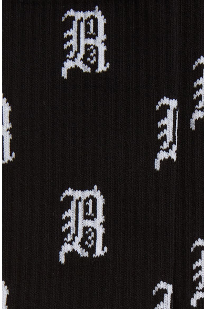 Gothic Logo Crew Socks, Alternate, color, BLACK W/ R13 LOGO