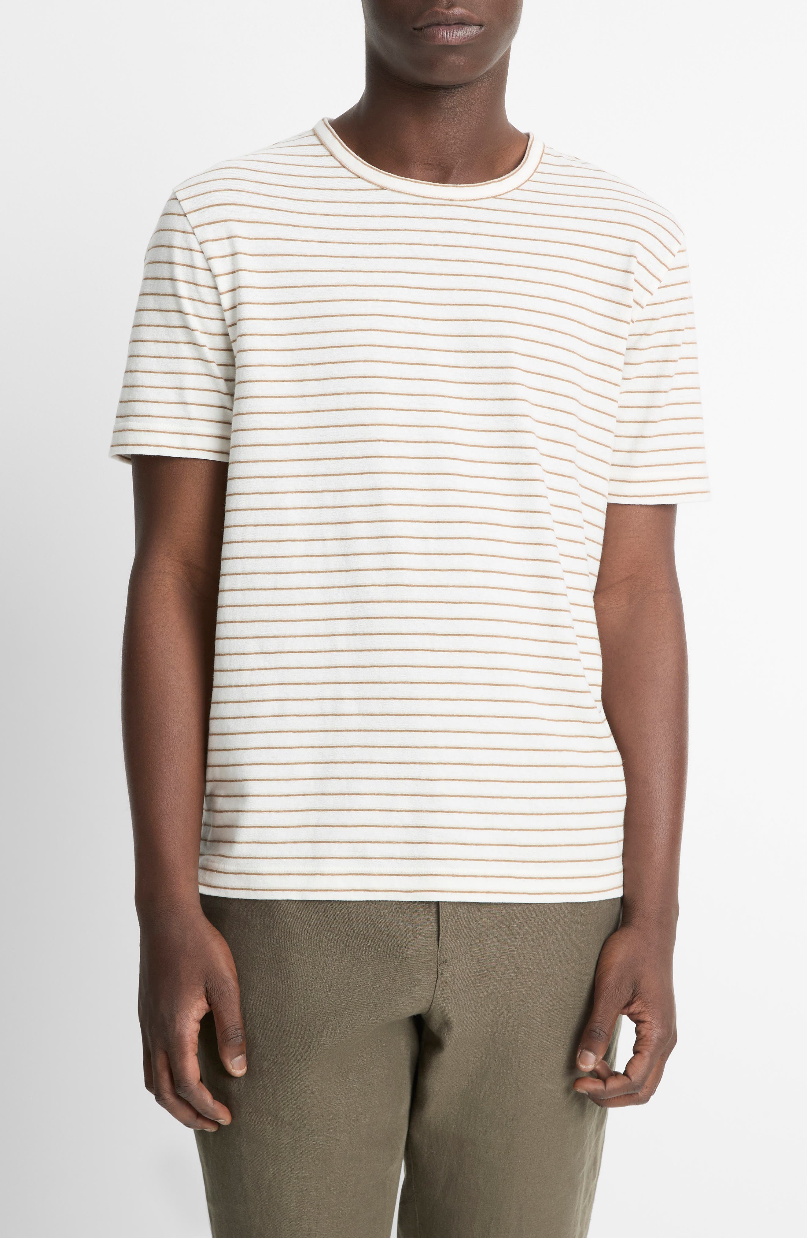 Vince Stripe Linen & Cotton T-Shirt