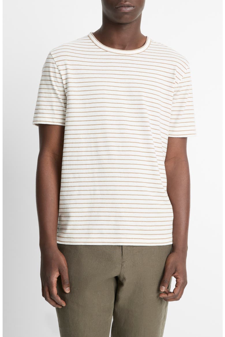 Stripe Linen & Cotton T-Shirt, Main, color, NATURAL COMBO
