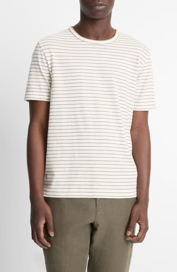 Vince Stripe Linen & Cotton T-Shirt in Natural Combo at Nordstrom Rack, Size X-Large