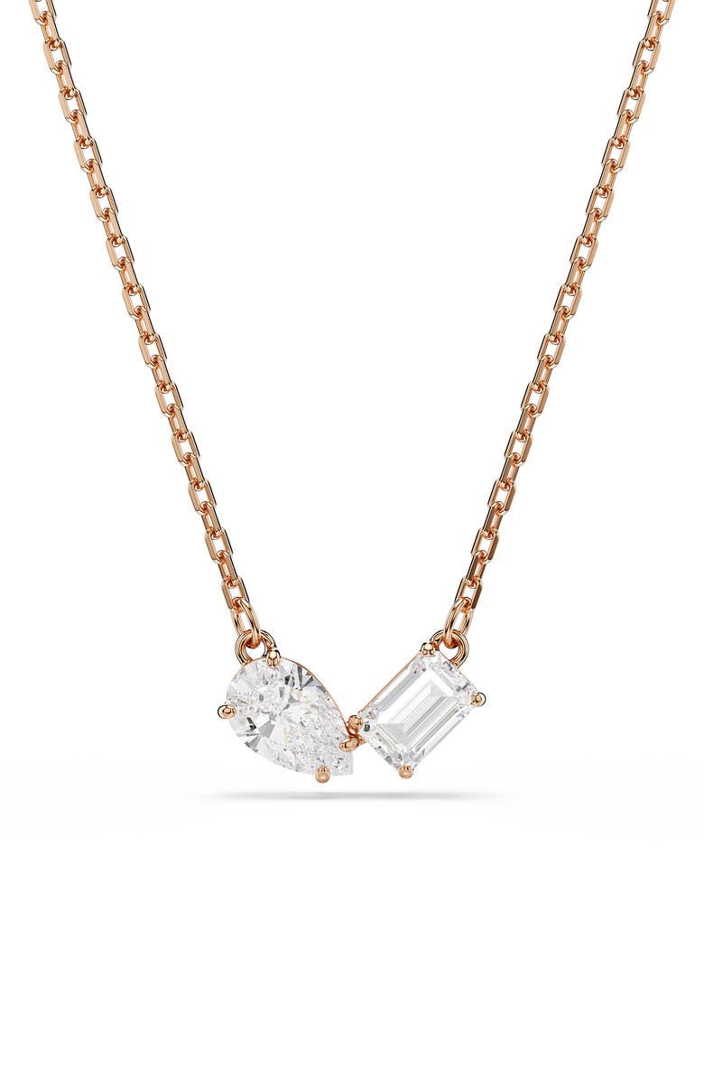 Swarovski Mesmera Moi et Toi Earrings & Necklace Set, Alternate, color, Rose Gold/ White