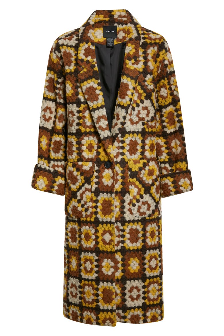 Wool Blend Afghan Duster Coat, Alternate, color, MUSTARD GRANNY SQUARES